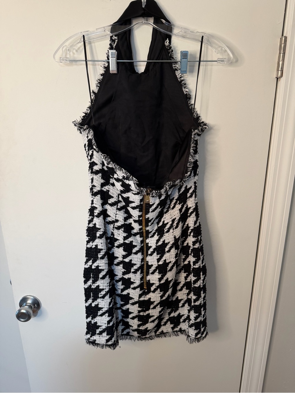 Balmain Black & White Houndstooth Knit Mini Dress - Picture 3 of 4